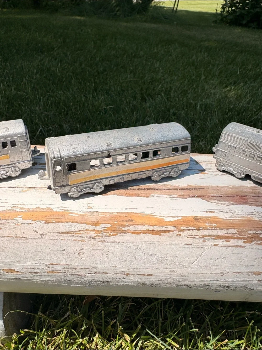 Vintage Midgetoy Silver Train Car - Set of 5